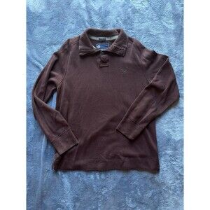 Vintage American Eagle Men's Red Sweater Polo Long Sleeve Shirt L